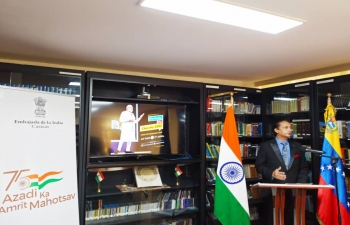 Embassy of India, Caracas organized an event in which 5th edition of 'Pariksha Pe Charcha-2022' led by Hon'ble PM Shri Narendra Modi Ji was shown. Amb. Abhishek Singh briefed on the key points from the remarks of Hon'ble PM at the event which was attended by students, Indian diaspora and Embassy officials